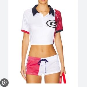 I.AM.GIA Red and White Crop Top and Shorts set NWT